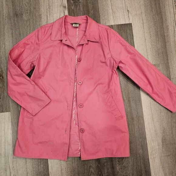 L.L.Bean Pink Cotton Trench Coat Size Small Petite - Picture 1 of 7